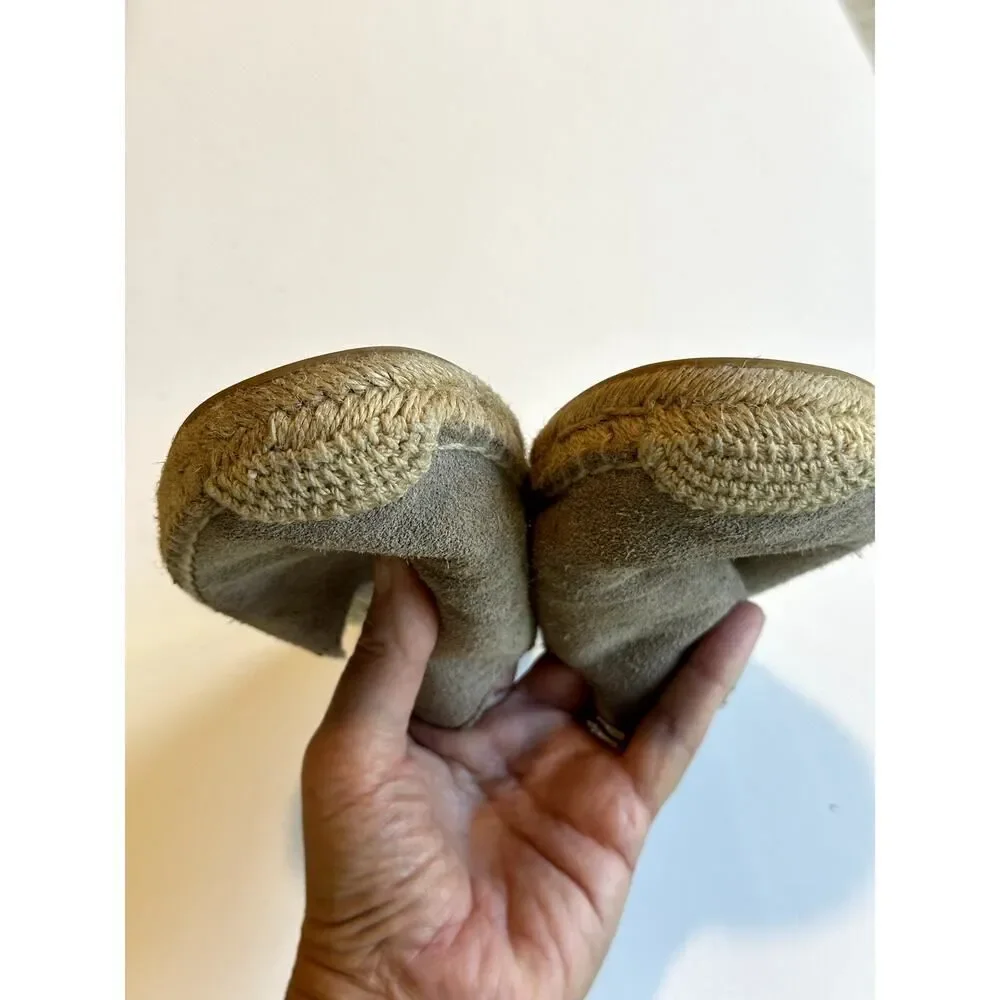 TORY BURCH Women's Max Suede Espadrille Mule Slides Taupe Size 7.5